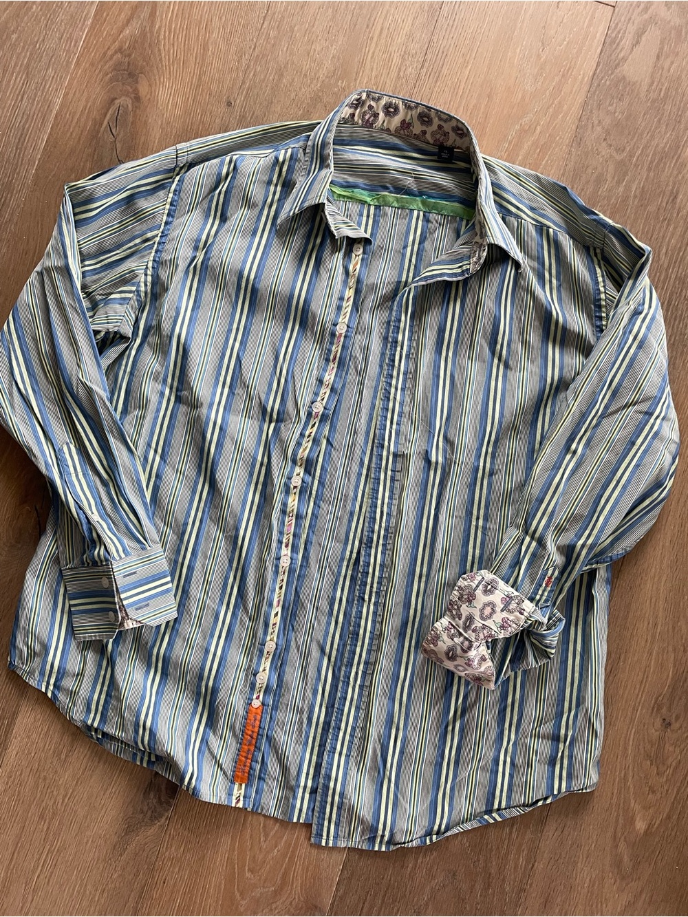 Robert Graham Men's Striped Button-Up Shirt - Blue & Green